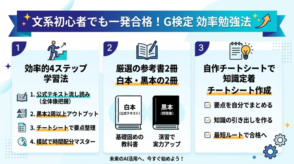 高難易度のG検定を一発合格するための文系初心者向け効率勉強法と参考書活用術